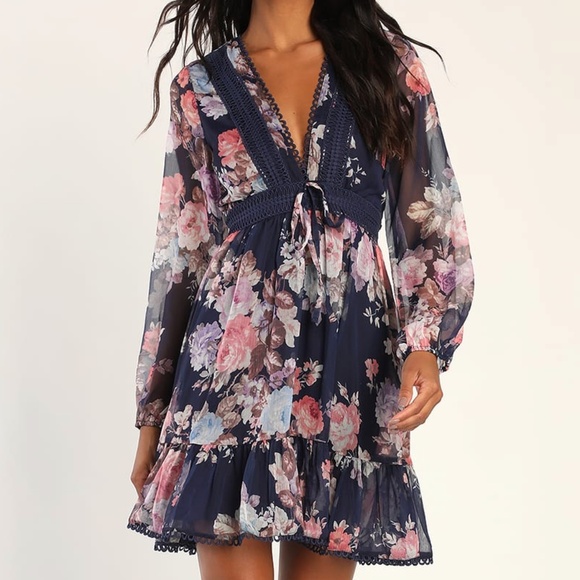 Lulus Dresses & Skirts - Lulus Sweetness Season Floral Long Sleeve Mini Dress